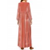 Islam Muslim Velvet Embroidery Pink Long Sleeve Dress