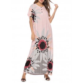 Summer Print Crew Neck Overhead Maxi Dress