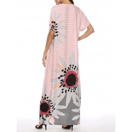 Summer Print Crew Neck Overhead Maxi Dress