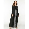 Women Long Sleeve Patchwork Loose O-Neck Long Maxi Dresses