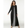 Women Long Sleeve Patchwork Loose O-Neck Long Maxi Dresses