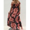 Bohemian Floral Print Off-shoulder Maxi Dress For Women