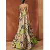 Bohemian Floral Print Contrast Color Maxi Dress For Women