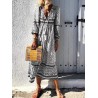 Bohemian Long Sleeve V-neck Pullover Print Long Dress