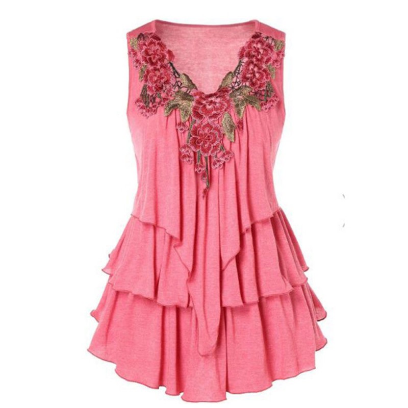 Bohemian Layered Embroidery V Neck Sleeveless Mini Dress