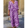 Ethnic Floral Print 3/4 Sleeve Maxi Dress For Women