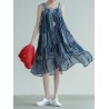 Stripe Patchwork Spaghetti Strap Vintage Mid-calf Dresses