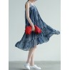 Stripe Patchwork Spaghetti Strap Vintage Mid-calf Dresses