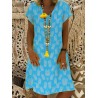 Pineapple Print Short Sleeve V-neck Casual Dress For Women