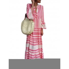 Bohemian Stripe Patchwork Maxi Dress For Women