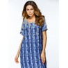 Casual Print O-neck Loose Short Sleeve Maxi Dresses For Women