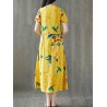 Frog Button Print Short Sleeve O-neck Vintage Dresses