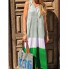 Bohemian Print Patch Sleeveless Maxi Dress