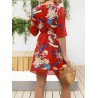 Bohemian Floral Printed V-neck Half Sleeve Mini Dresses