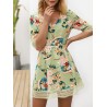 Bohemian Floral Printed V-neck Half Sleeve Mini Dresses