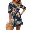 Bohemian Floral Printed V-neck Half Sleeve Mini Dresses