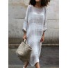 Contrast Color Stripe Loose Long Sleeve Casual Maxi Dress