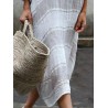 Contrast Color Stripe Loose Long Sleeve Casual Maxi Dress