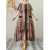 Multicolor Striped Pocket Short Sleeve Vintage Dress