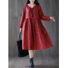 Tie Waist Floral Print Loose Long Sleeve Vintage Dresses