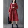 Tie Waist Floral Print Loose Long Sleeve Vintage Dresses