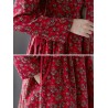 Tie Waist Floral Print Loose Long Sleeve Vintage Dresses