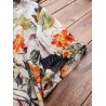 Leaves Floral Print Button Short Sleeve Vintage Dress