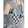 Print Patch Check Sleeveless Crew Neck Casual Dress