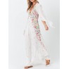 Bohemian Print Deep V Neck Maxi Dress