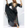 Bohemian Print Deep V Neck Maxi Dress