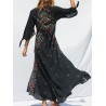 Bohemian Print Deep V Neck Maxi Dress