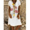 Print V-neck Short Sleeve Casual Mini Dress