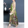 Side Splited Floral Print Elegant Sleeveless Maxi Dresses