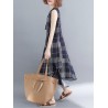 Sleeveless Plaid Print Irregular O-neck Vintage Dresses