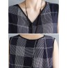 Sleeveless Plaid Print Irregular O-neck Vintage Dresses