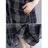 Sleeveless Plaid Print Irregular O-neck Vintage Dresses