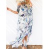 Off-shoulder Floral Leopard Print Maxi Dress For Women