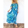 Off-shoulder Floral Leopard Print Maxi Dress For Women