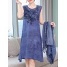 Floral Embroidered Jacquard Loose Vintage Two Pieces Dresses