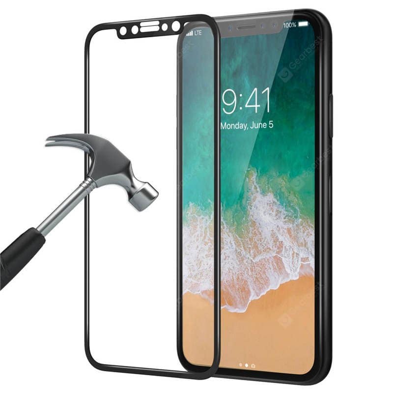 [3d Full Coverage] [9h Hardness] [Ultra Thin][Hd Clear] Tempered Glass Screen Protector Bubble-Free Anti-Scratch Protective Film for Apple Iphone x - Black