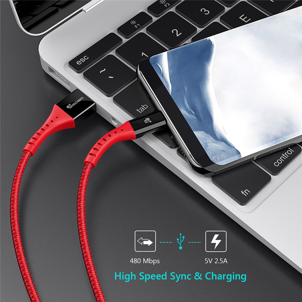 TIEGEM Micro USB Cable Quick Charge USB Data Cable for all Micro USB Devices- Black 30CM