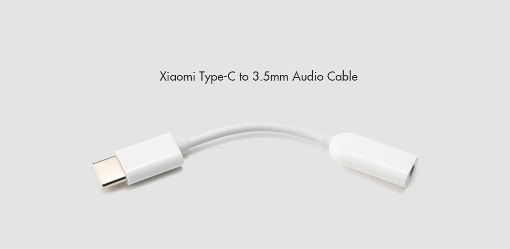 Original Xiaomi Type-C USB to 3.5mm Audio Cable for Xiaomi Note 7 / Oneplus 6 / Samsung Galaxy S9 Note 8 9- White