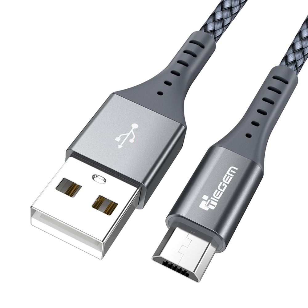 TIEGEM Micro USB Cable Fast Charging Data Charge Cord Microusb Charger Cable- Gray 30CM