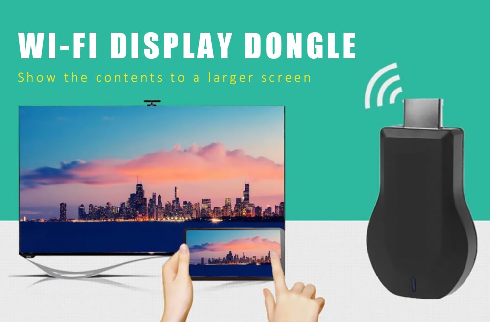 Wireless Wi-Fi Display Dongle 1080P HDMI TV Stick Screen Mirroring- Black