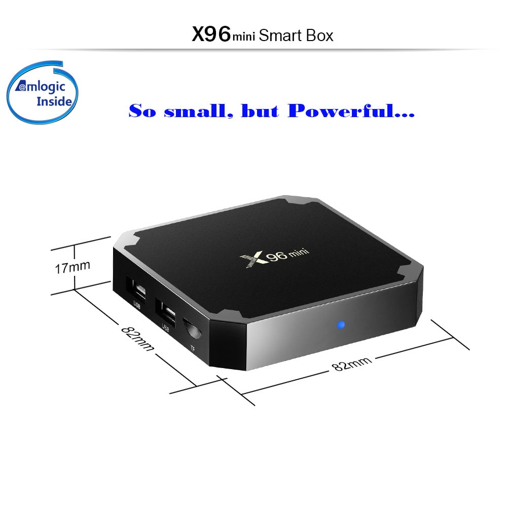 X96 Mini TV Box Android 7.1.2 Amlogic S905W 2.4GHz WiFi BT4.1 Support 4K H.265- Black 1GB RAM+8GB ROM UK Plug