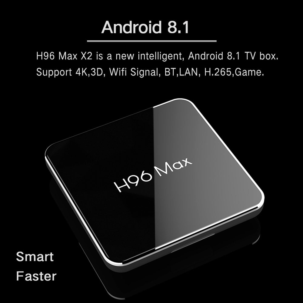 S905X2 H96 Max X2 Android 8.1 TV Box USB3.0 Set Top Box- Night 4+32G