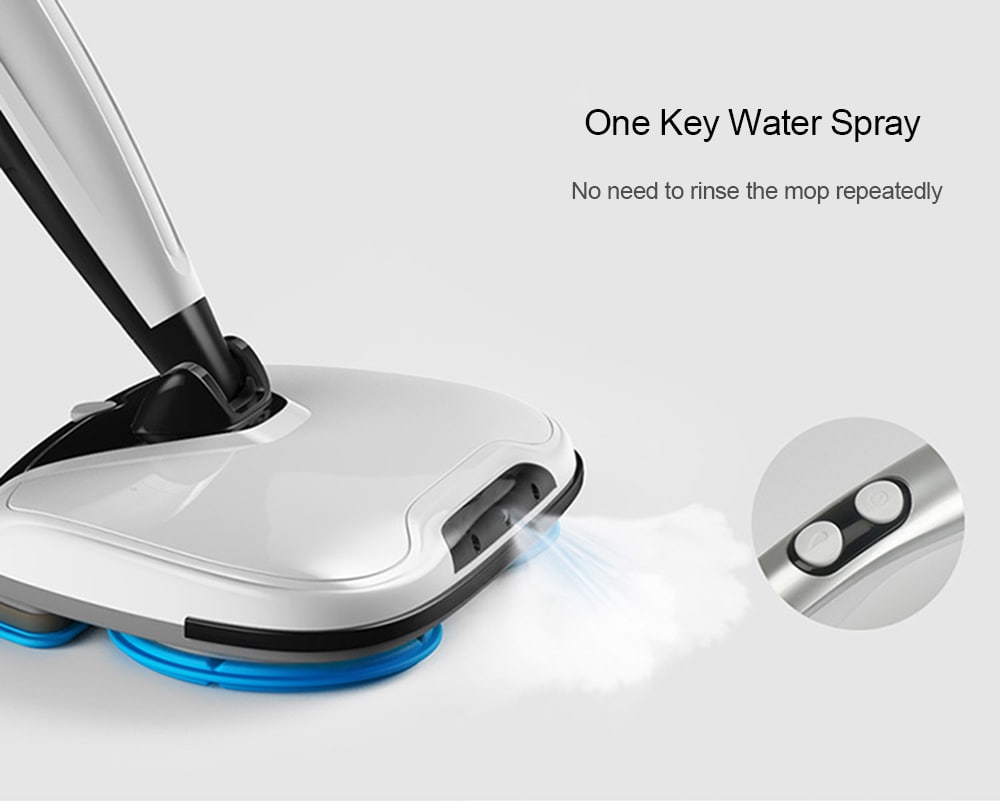 Wireless Electric Mopping Machine Rotation Water Spraying Household Automatic Sweeper- White Chinese Plug