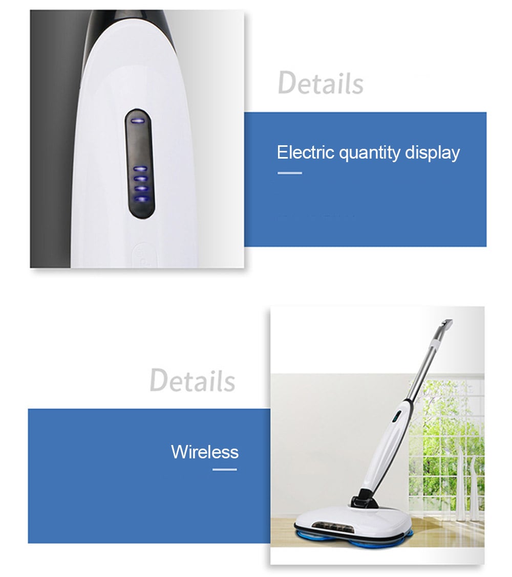 Wireless Electric Mopping Machine Rotation Water Spraying Household Automatic Sweeper- White Chinese Plug