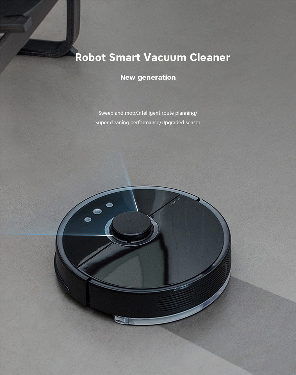 Roborock S55 Smart Vacuum Cleaner Intelligent Sensor System Path Planning- Black EU Plug