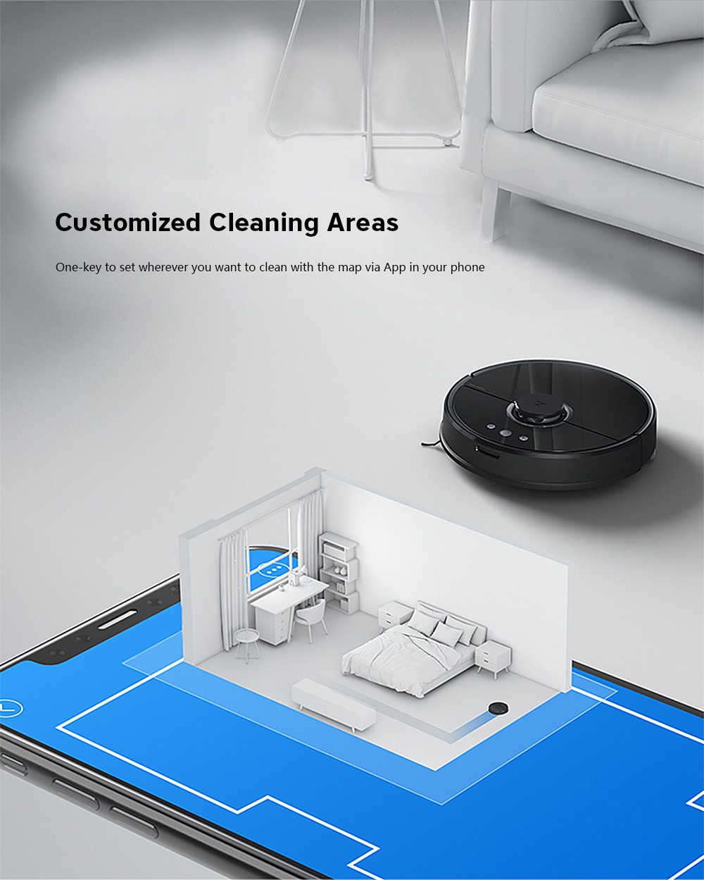 Roborock S55 Smart Vacuum Cleaner Intelligent Sensor System Path Planning- Black EU Plug